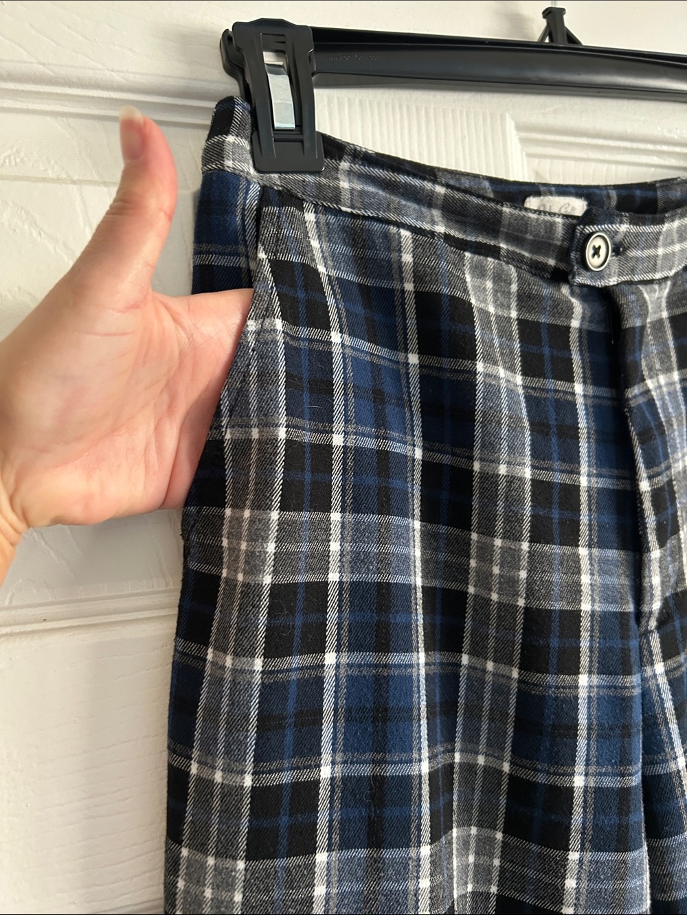 John Galt Brandy Melville Blue Plaid Wide Leg Pants XS Y2K - Picture 3 of 13
